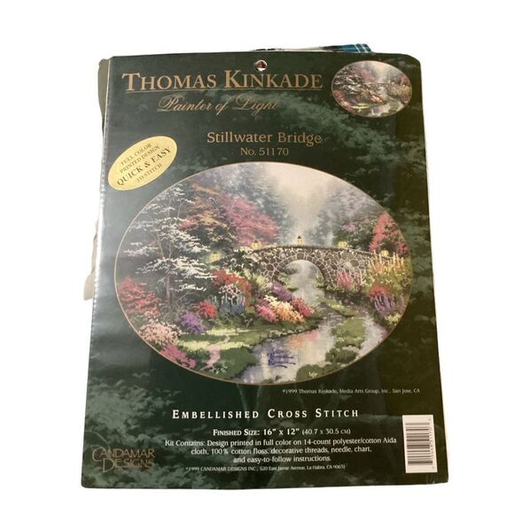 Thomas Kinkade by Candamar Designs Cross Stitch Kit Stillwater Bridge 51170 / 19 - Picture 1 of 5